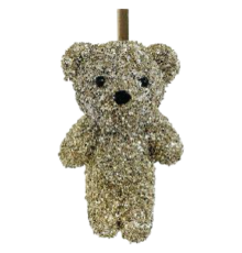 Ялинкова прикраса ShiShi | Ведмідь блискучий срібний – 12 см