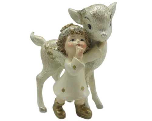 Ангел з Бембі Cor Mulder | Кремовий/золотий - 10,5 см