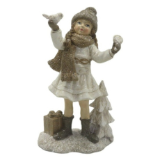 Статуетка - Дівчинка з пташкою Cor Mulder | Кремовий - 16 см