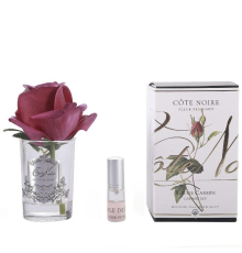 Аромадифузор Cote Noire | Парфумований бутон троянди - Кармінно-червоний - Прозорий - Срібло - 13,5 см