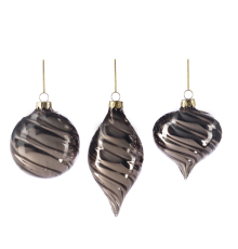 Ялинкова прикраса Goodwill | Куля вихрова коричнево-сіра - 8 см