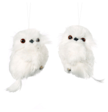 Ялинкова прикраса Goodwill Сова біла пухнаста - 11 см
