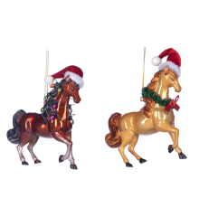 Ялинкова прикраса Goodwill | Конячка в шапці Санти - 19 см
