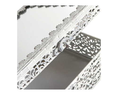 Скринька Mathilde M | З побіленого металу з дзеркалом – 22,5 x 9 x 15,5 см