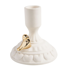 Подсвечник керамический Mathilde M | Белый с золотой птичкой - ø 8,5 x 9 см