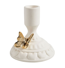 Подсвечник керамический Mathilde M | Белый с золотой бабочкой - ø 8,5 x 9 см