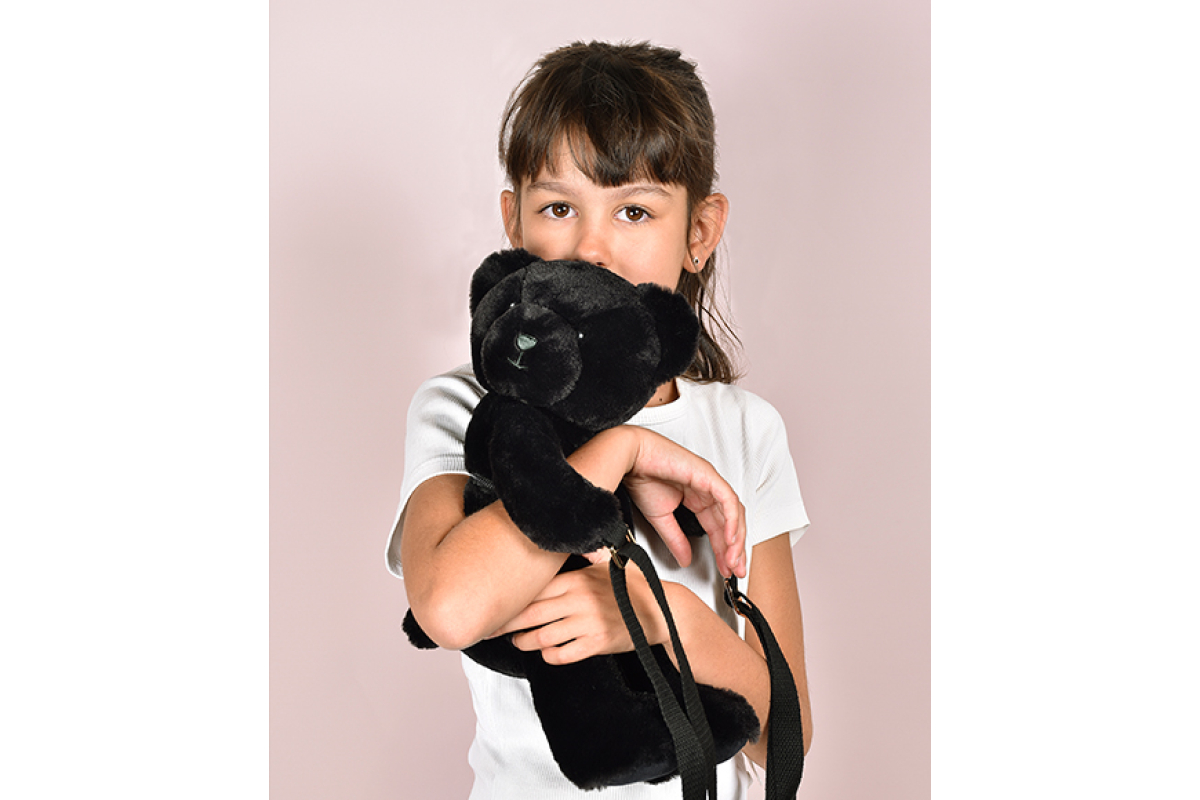 Купити Сумка через плече Doudou | Чорний плюшевий ведмедик – 30 см