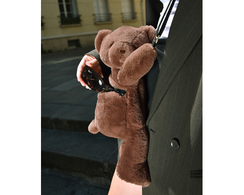 Сумка через плече Doudou | Коричневий плюшевий ведмедик – 30 см