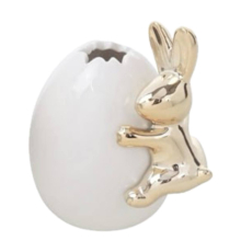 Ваза | Яйце біле із золотим кроликом маленька | Hoff