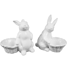 Кролик великодній білий з кошиком 25 см | Hoff