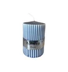 Цилиндрическая свеча Kaheku серо-голубая - 9 см