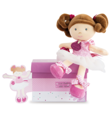 Кукла из ткани Doudou | Jolijou Les Demoiselles Tutus Pois pink doll в подарочной коробке - 23 см
