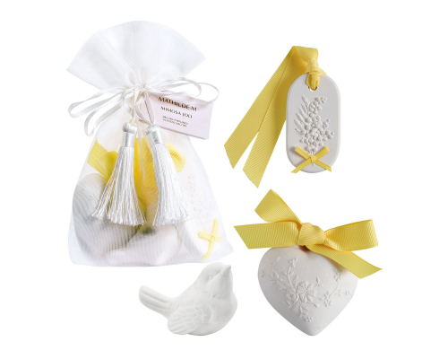Набір аромакаменів Mathilde M | Мішечок з 3 ароматизованими прикрасами - Mimosa Joli - 13 x 18 см