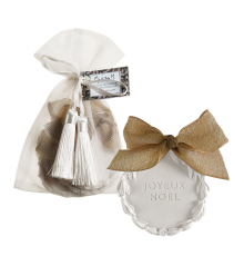Набір аромакамней Mathilde M | Мішечок із 3 ароматизованими різдвяними прикрасами - Золота ялиця / Golden Fir - 13 x 18 см