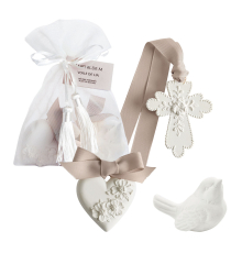 Набір аромакаменів Mathilde M | Мішечок з 3 ароматизованими прикрасами - Вуаль льняний / Voile de Lin - 13 x 18 см