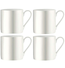 Набор фарфоровых чашек Pearl LSA | Белые с перламутром - 340 мл - 4 шт
