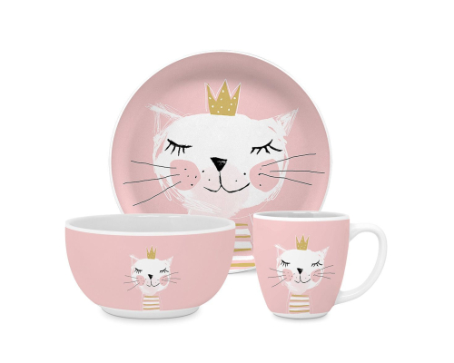 Дитячий набір посуду PPD | Happy Cat Porcelain - 3 предмети