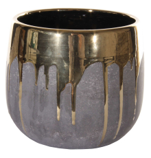 Кашпо ShiShi | Серый / Золото - Керамика - Ø 18 - H 16 см