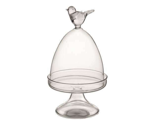 Підсвічник скляний із пташкою Mathilde M | ø 7 x 11 см