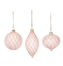 Ялинкова прикраса Goodwill | Куля ніжно-рожева з орнаментом - 14 см
