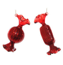 Стеклянная красная конфетка - 8 см