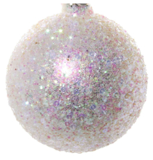 Стеклянный шар серебро глиттер - 8 см