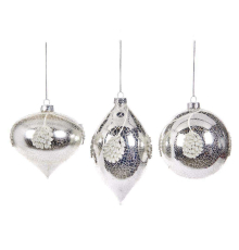 Ялинкова прикраса Goodwill | Куля срібляста з «потрісканою» поверхнею - 10 см