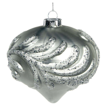 Новорічна прикраса Goodwill - срібна куля з глітером 10 см
