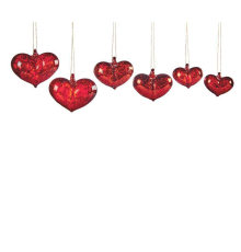 Набір ялинкових прикрас Goodwill | Червоні сердечка 5 см. - 6 шт.