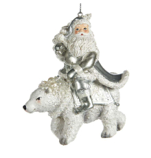 Ялинкова прикраса Goodwill | Санта-Клаус на ведмеді - 9 см